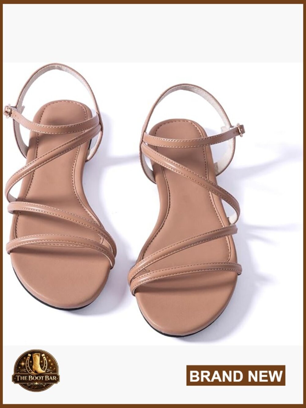 Strappy Gladiator Flat Sandals Comfortable Leather Slide Square Toe